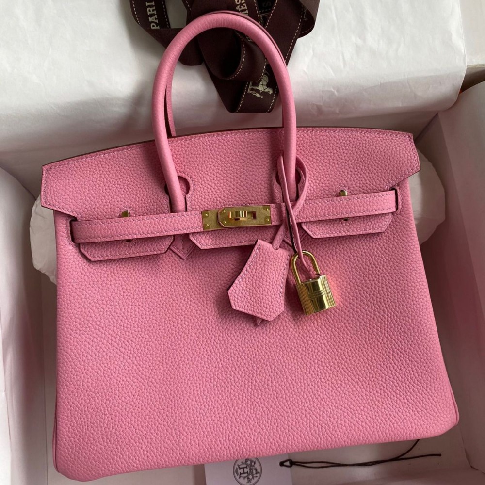 High Quality Replica Hermes Birkin 25 Retourne Handmade Bag In Pink Clemence Leather $ 479 USD